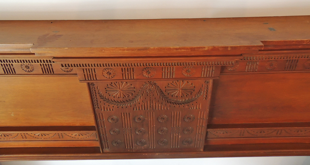 Federal Style Carved Wooden Fireplace Mantel in Cherry Finish