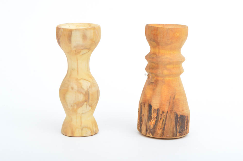 Turned Wooden Candle Holders