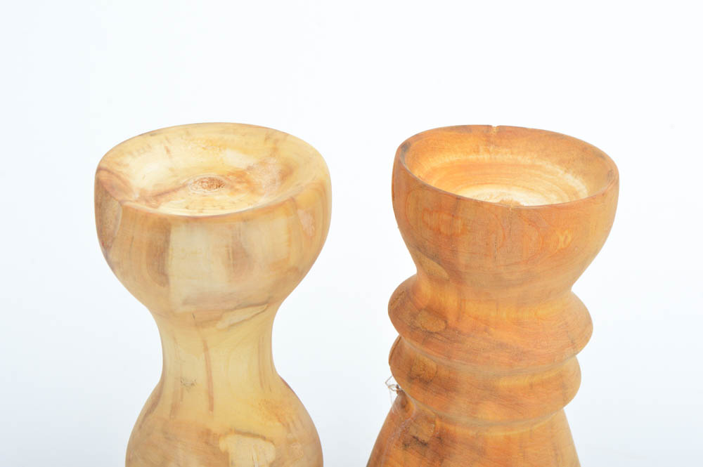 Turned Wooden Candle Holders
