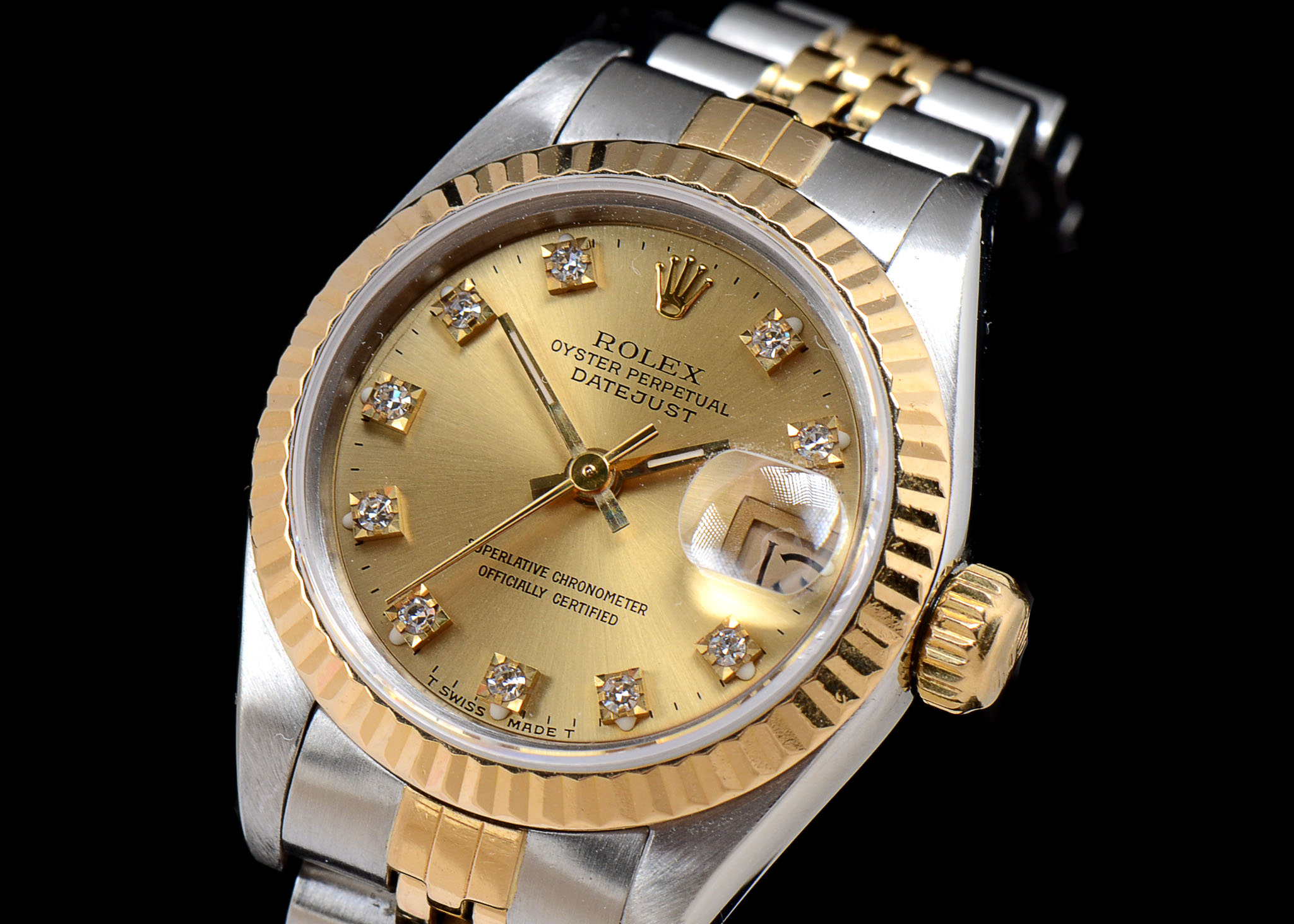 Women's Rolex Diamond Oyster Perpetual Datejust Watch