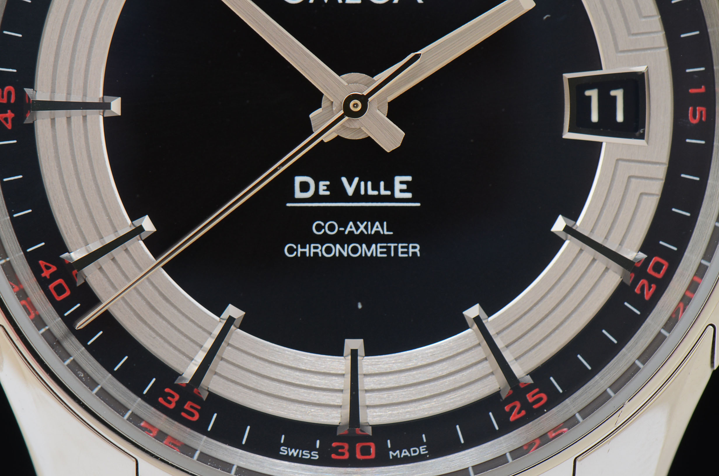 Men's Omega DeVille Hour Vision Black 8500 Bracelet 41MM Watch