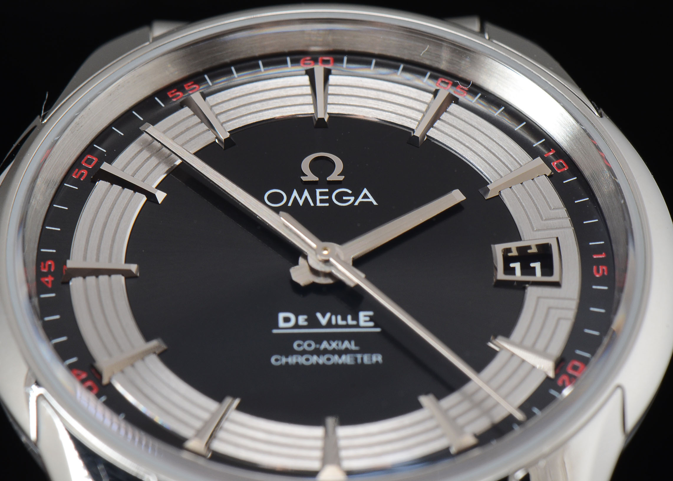 Men's Omega DeVille Hour Vision Black 8500 Bracelet 41MM Watch
