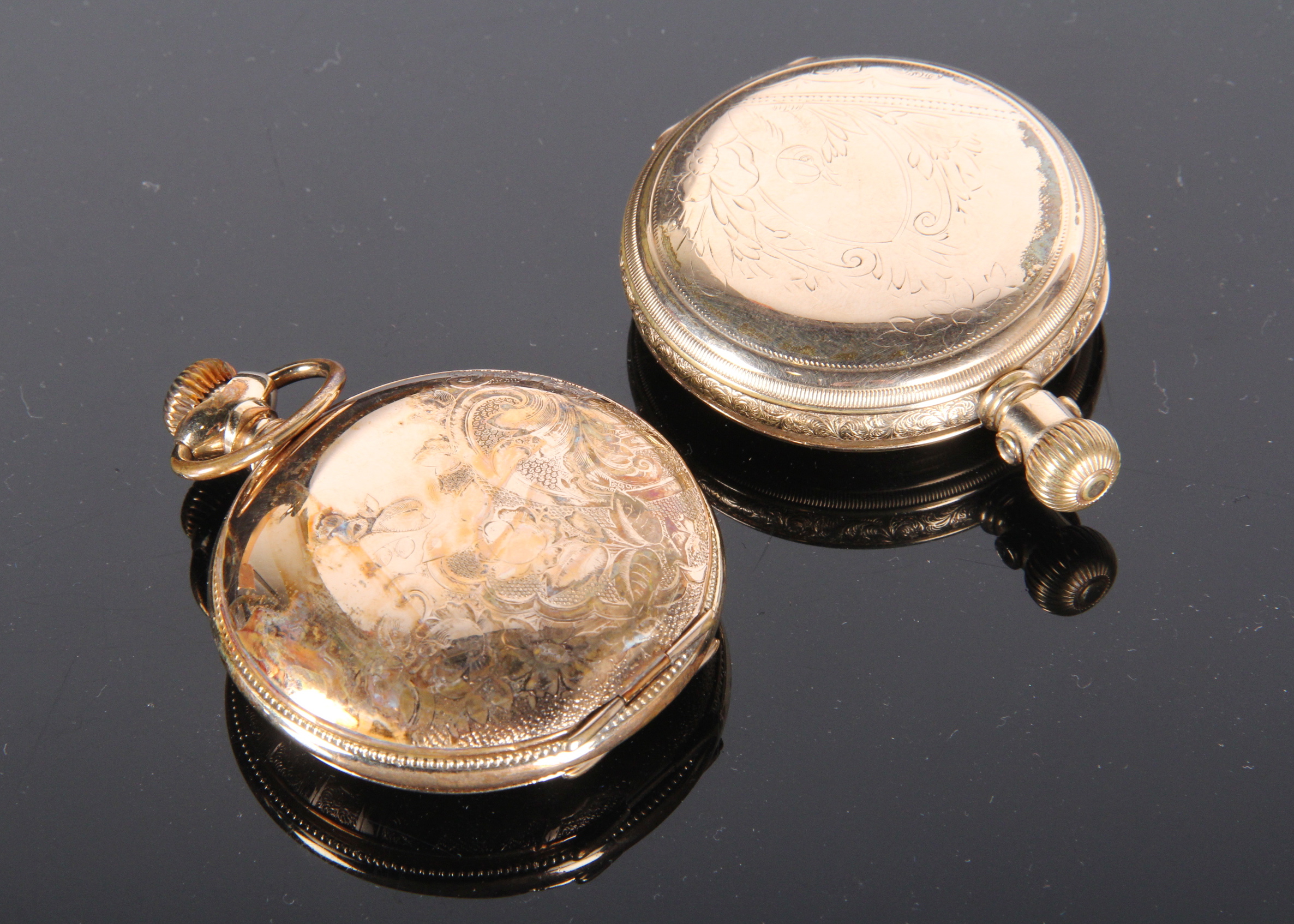 14K Yellow Gold Pocket Watch Cases and Gold with Diamond Watch Slide
