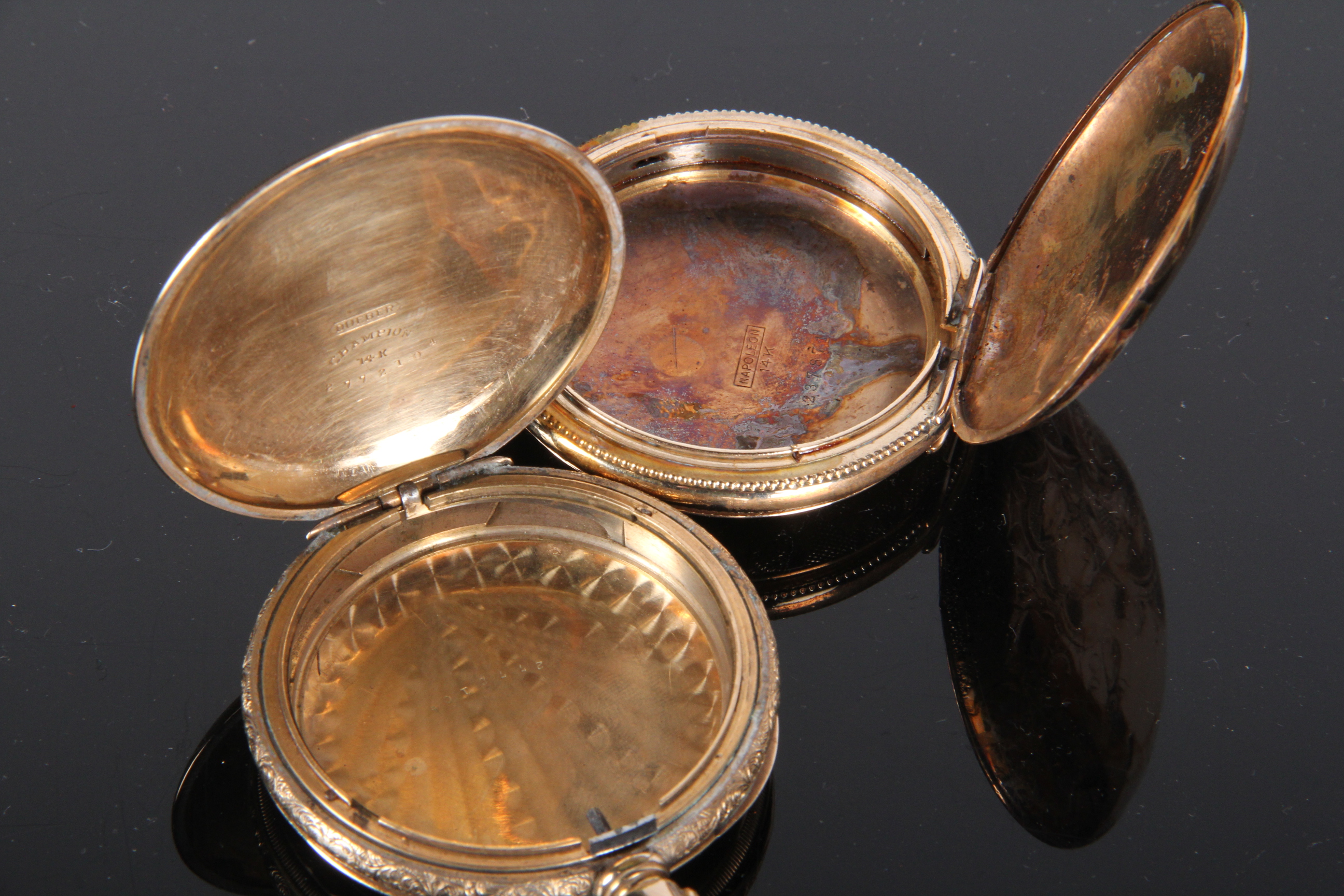 14K Yellow Gold Pocket Watch Cases and Gold with Diamond Watch Slide