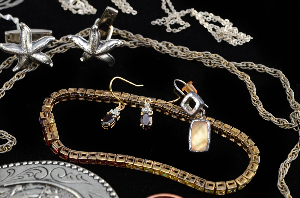 Group of Costume Jewelry Including Matisse Renoir Copper Earrings