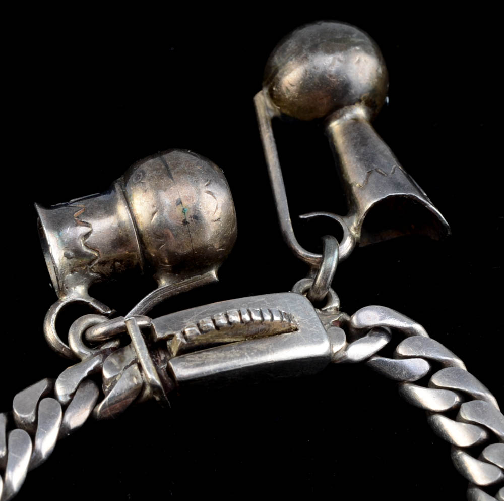 Vintage Sterling Silver Mexican Charm Link Bracelet