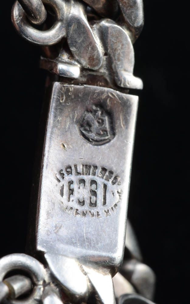 Vintage Sterling Silver Mexican Charm Link Bracelet