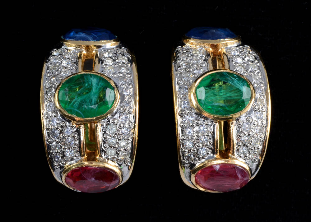 Pair of Vogue Bijoux Designer Vintage Costume Clip-On Earrings