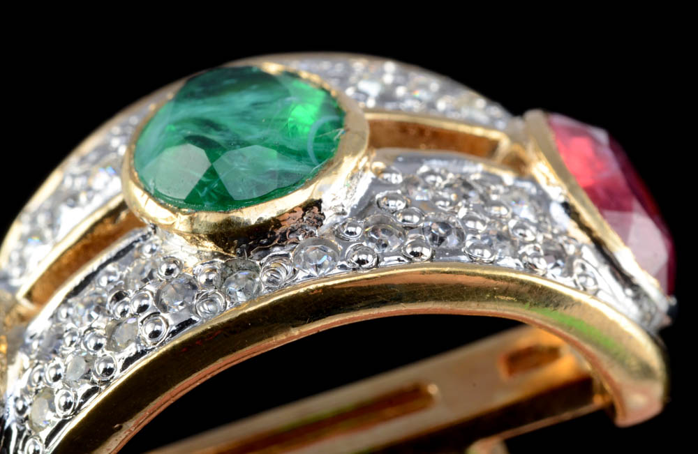 Pair of Vogue Bijoux Designer Vintage Costume Clip-On Earrings