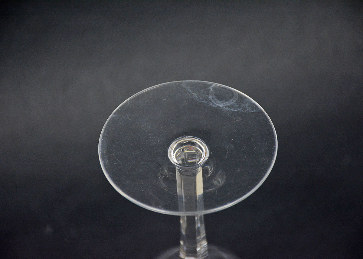 Mid Century Modern Kastrup Decanter and Four Crystal Wine Glasses
