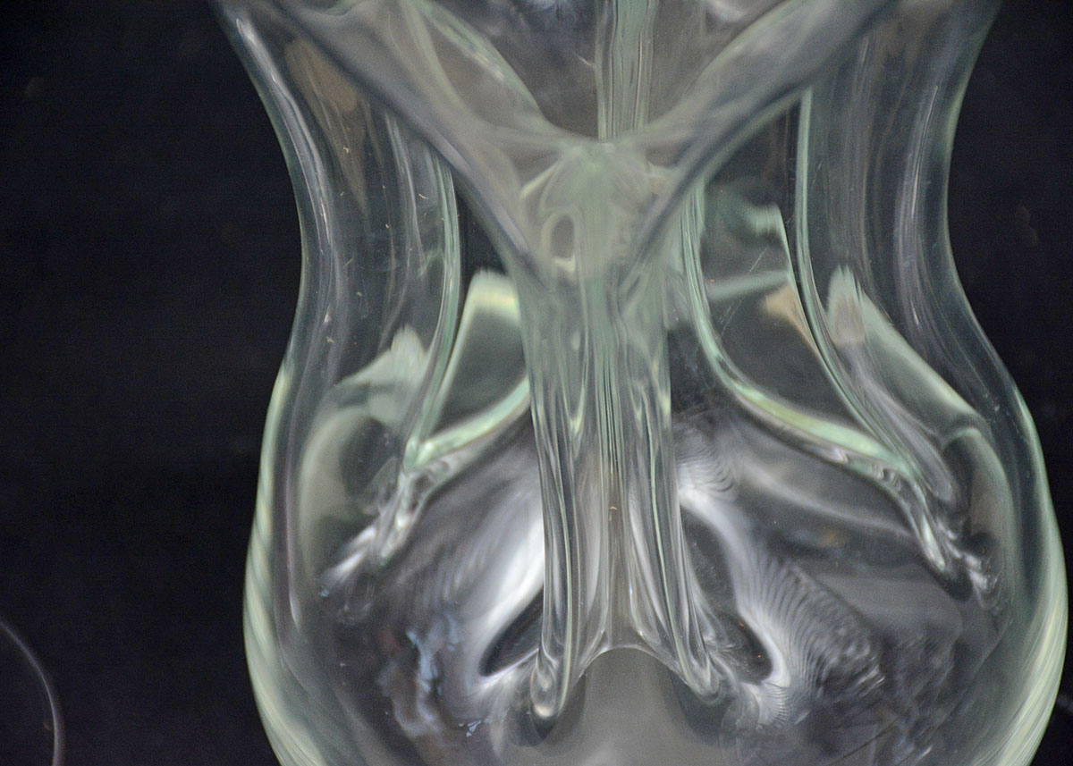 Mid Century Modern Kastrup Decanter and Four Crystal Wine Glasses