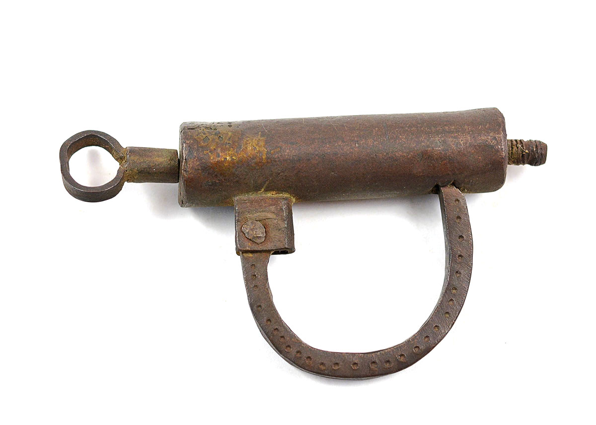 Antique Wrought Iron Manacle with Key