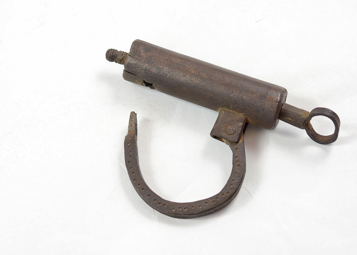 Antique Wrought Iron Manacle with Key