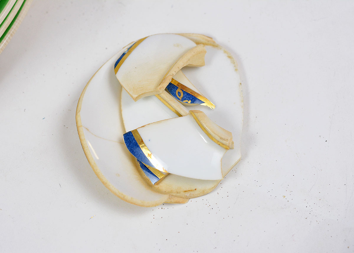 China and Spode Green, Blue, and White Dishes