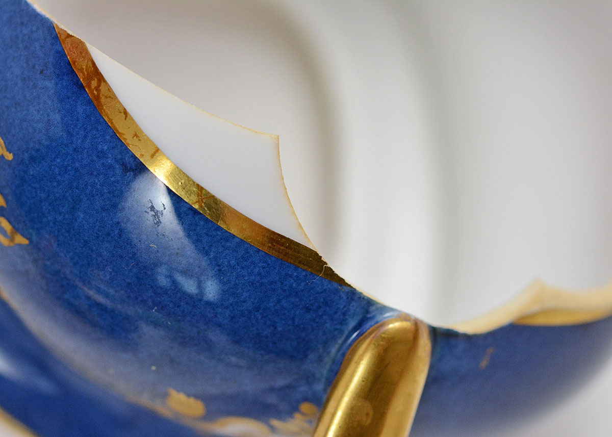 China and Spode Green, Blue, and White Dishes