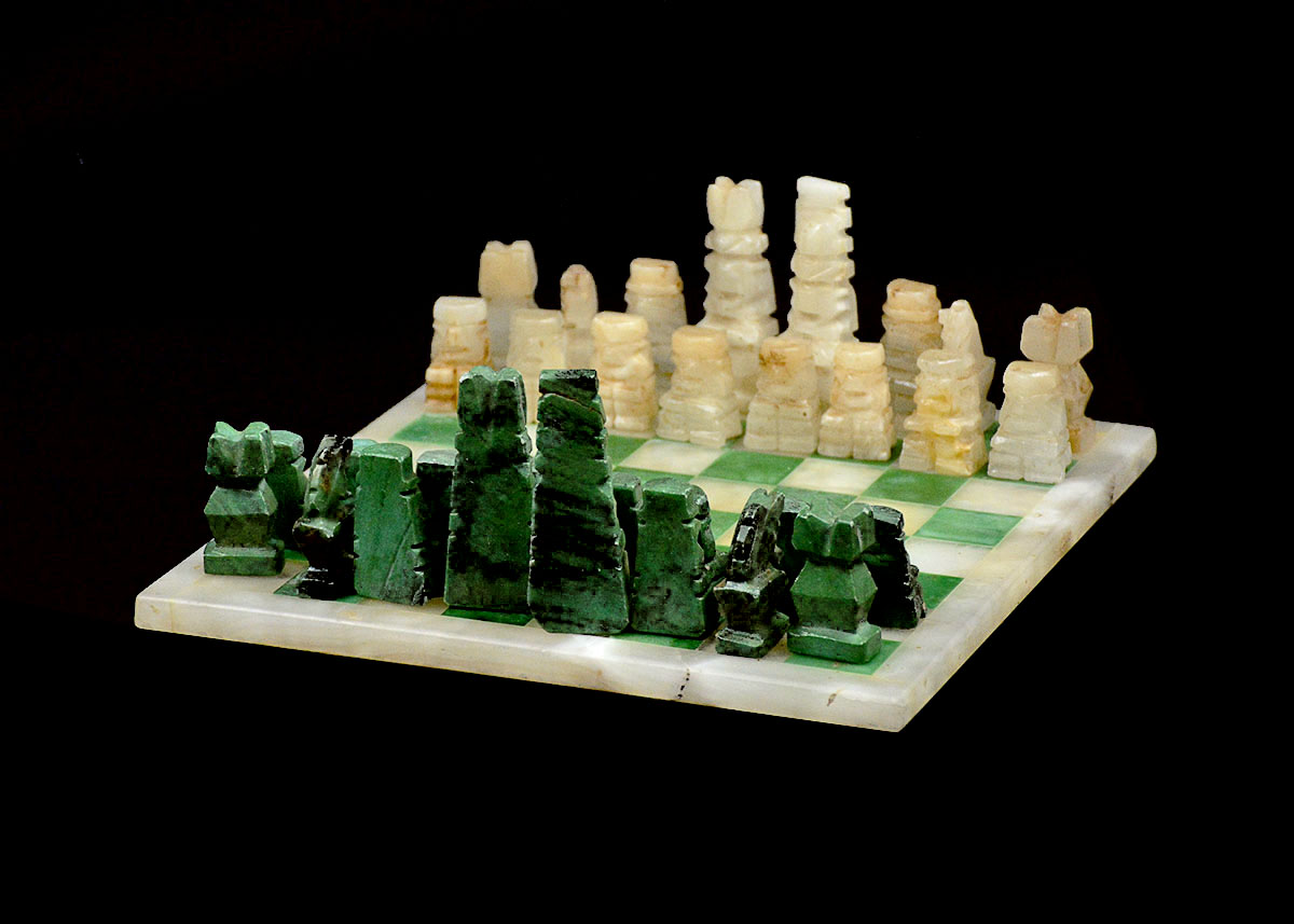White and Green Marble Chess Set