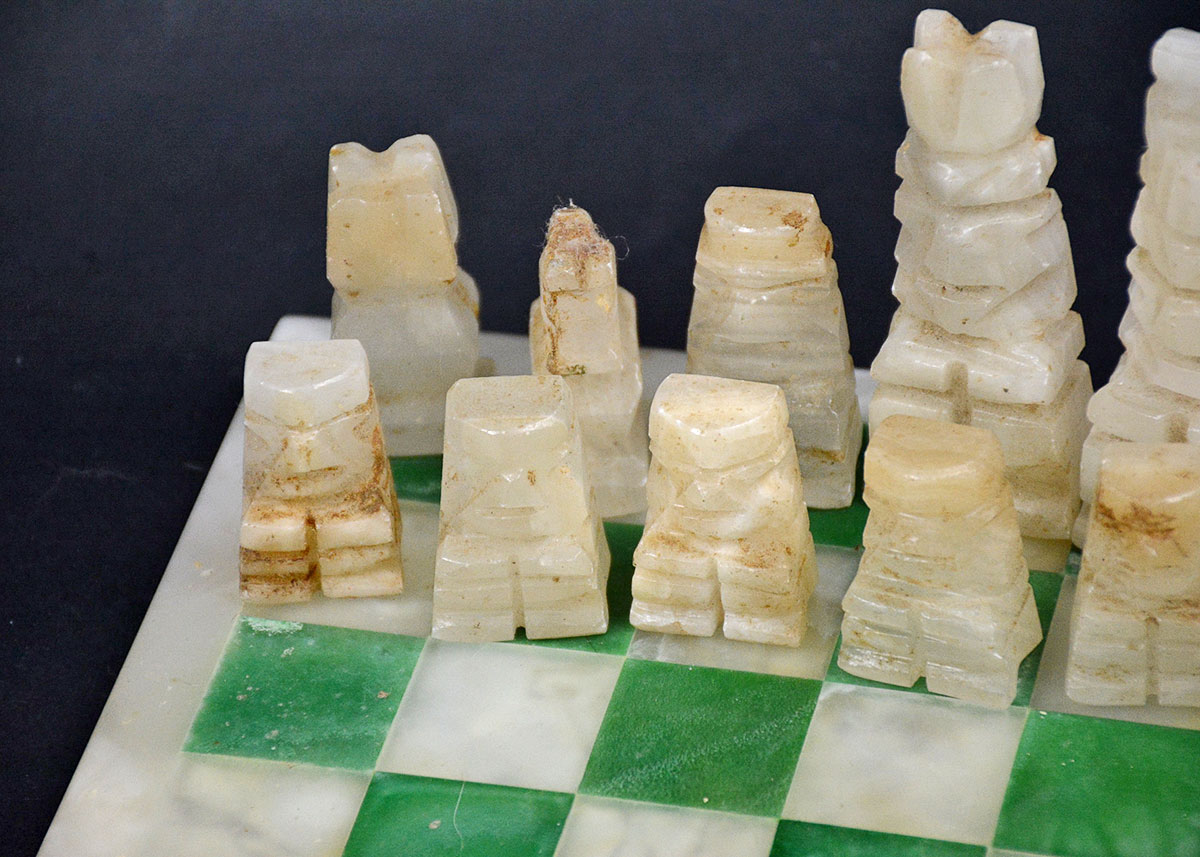 White and Green Marble Chess Set