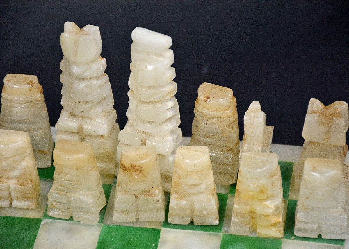 White and Green Marble Chess Set