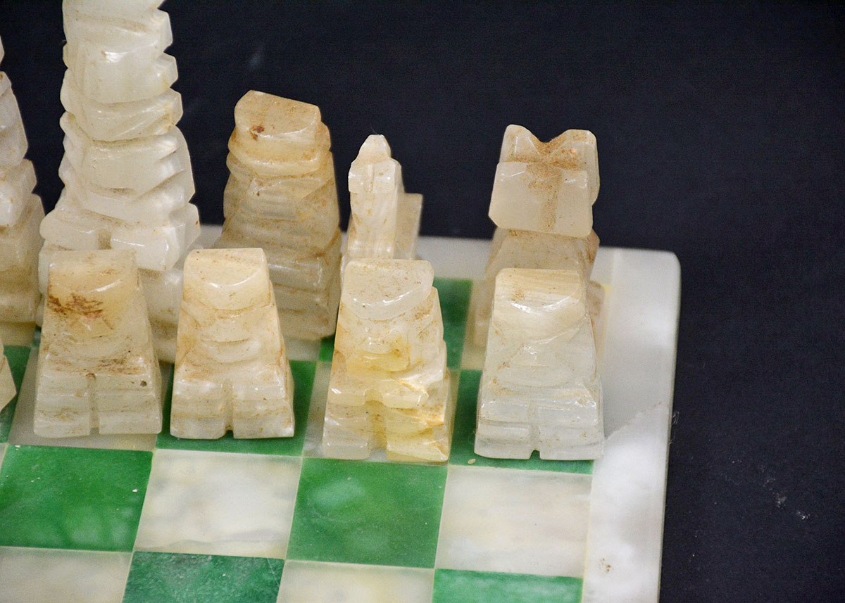 White and Green Marble Chess Set