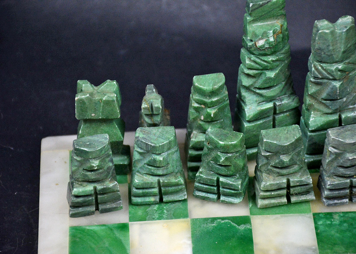 White and Green Marble Chess Set
