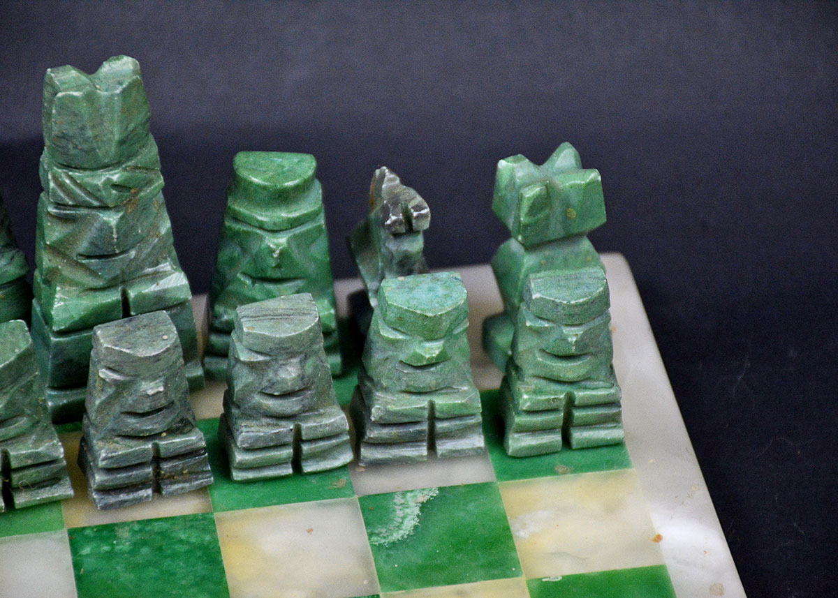 White and Green Marble Chess Set