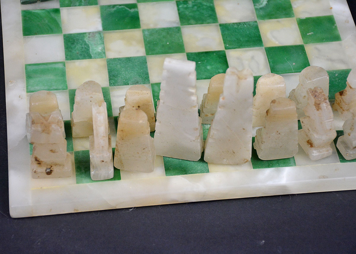 White and Green Marble Chess Set