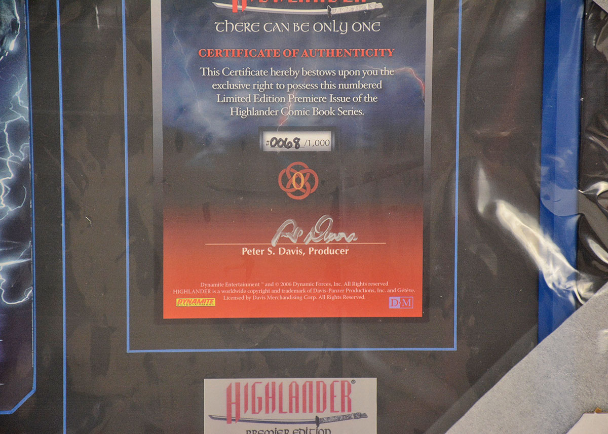 Framed Dynamite Entertainment's Highlander Issue #0