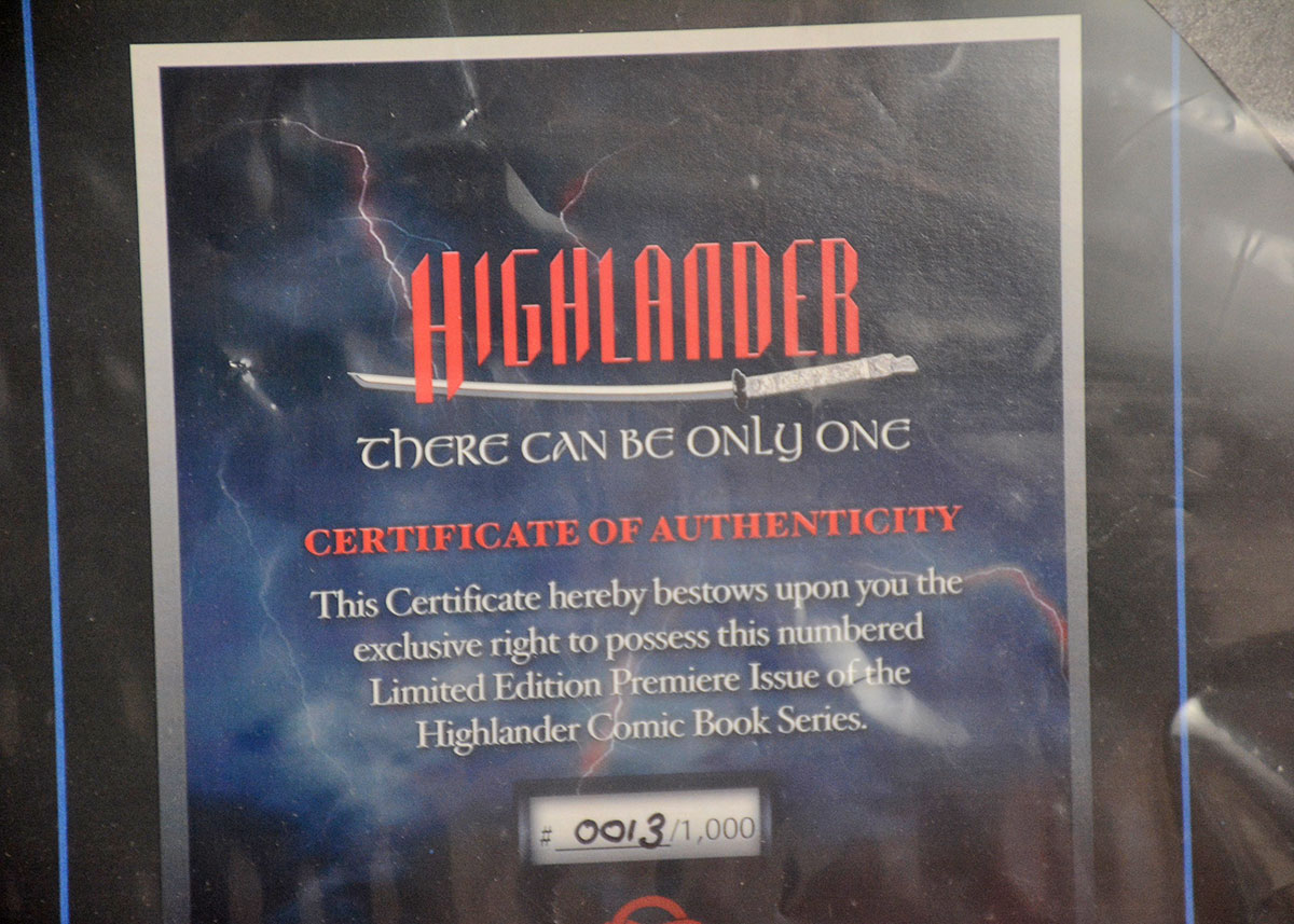 Framed Dynamite Entertainment's Highlander Issue # 0