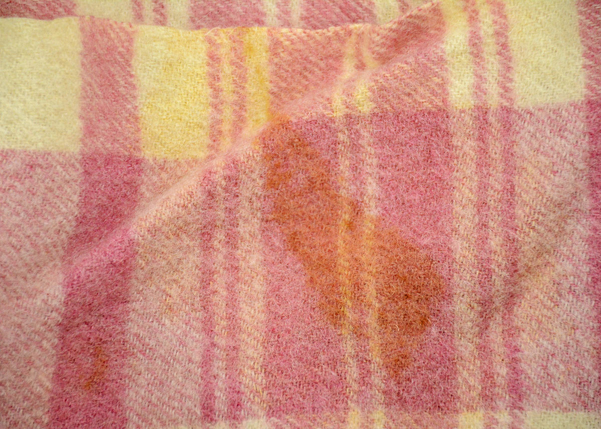 Set of Four Pink and Purple Plaid Wool Blankets