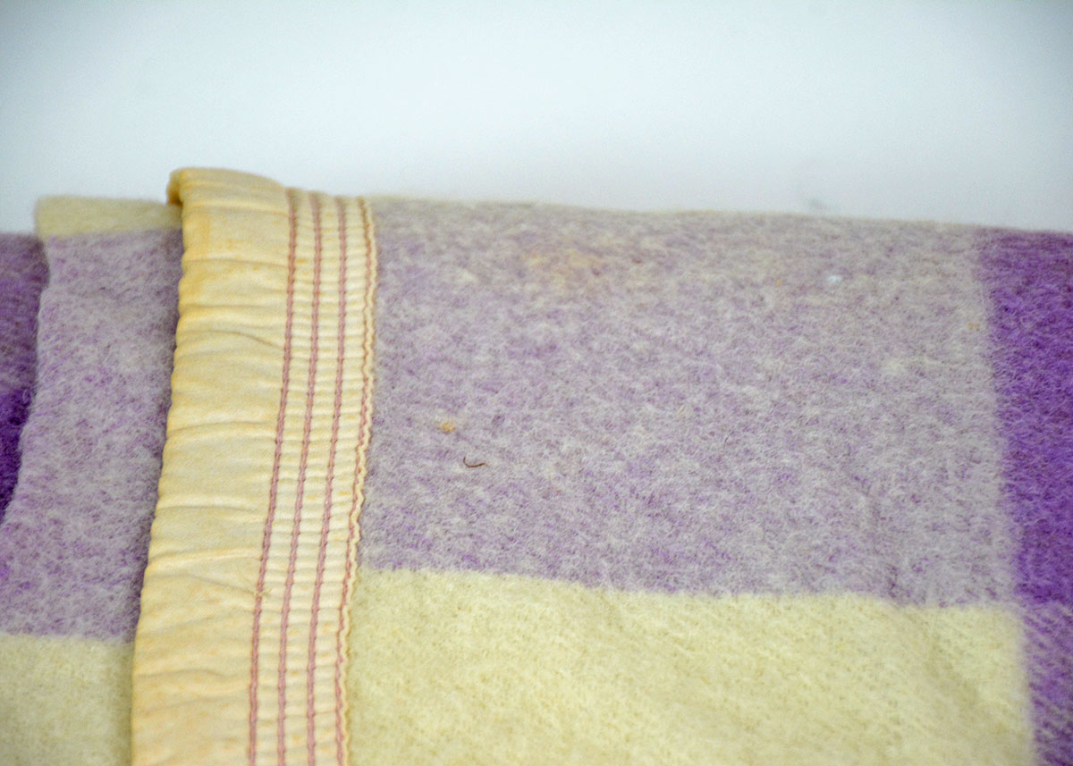 Set of Four Pink and Purple Plaid Wool Blankets