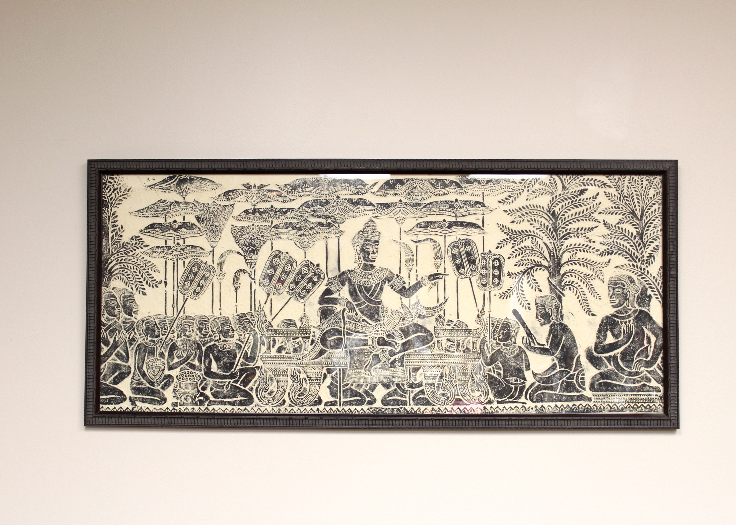 Vintage Angkor Wat Charcoal Temple Rubbing