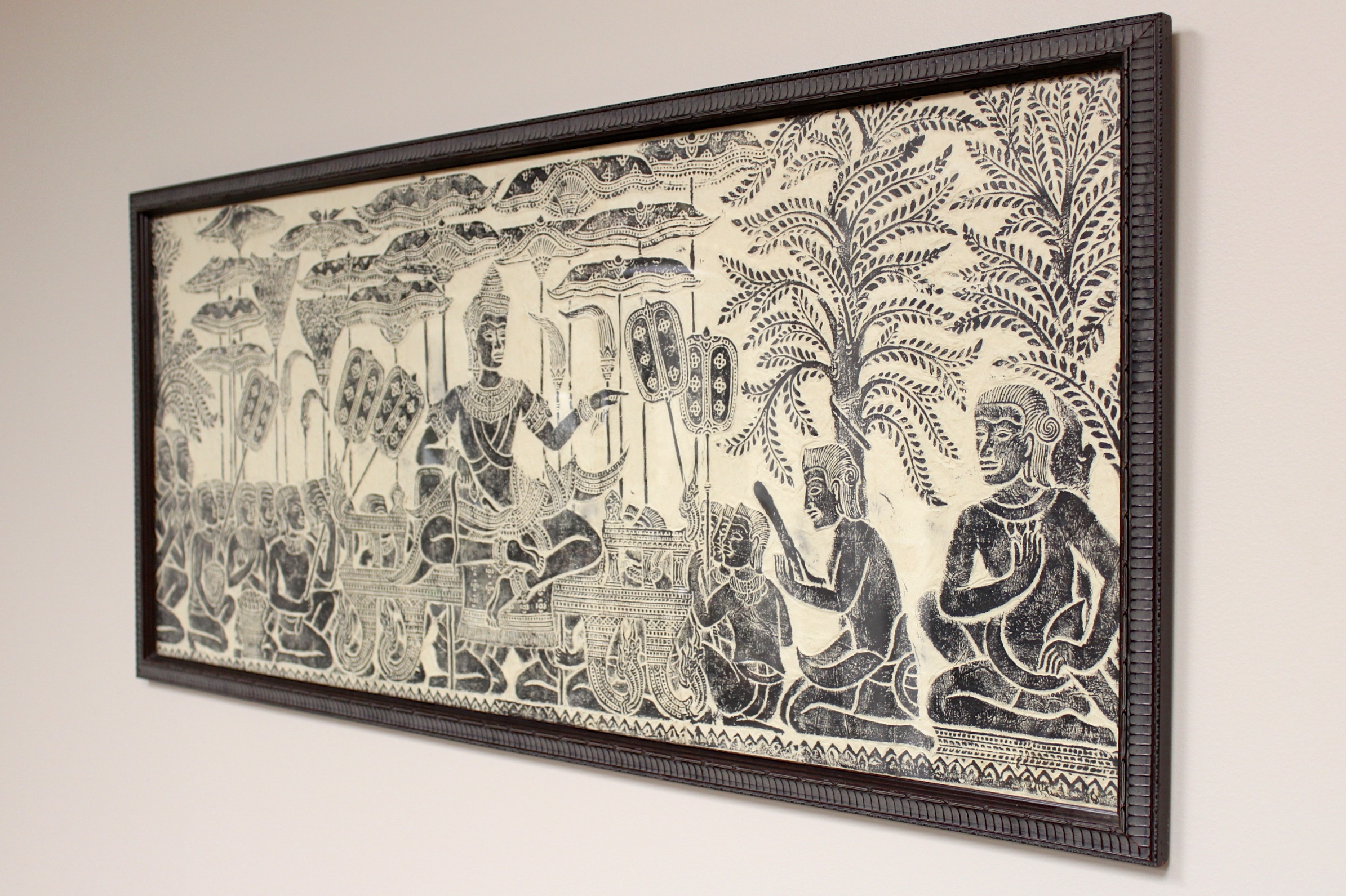 Vintage Angkor Wat Charcoal Temple Rubbing