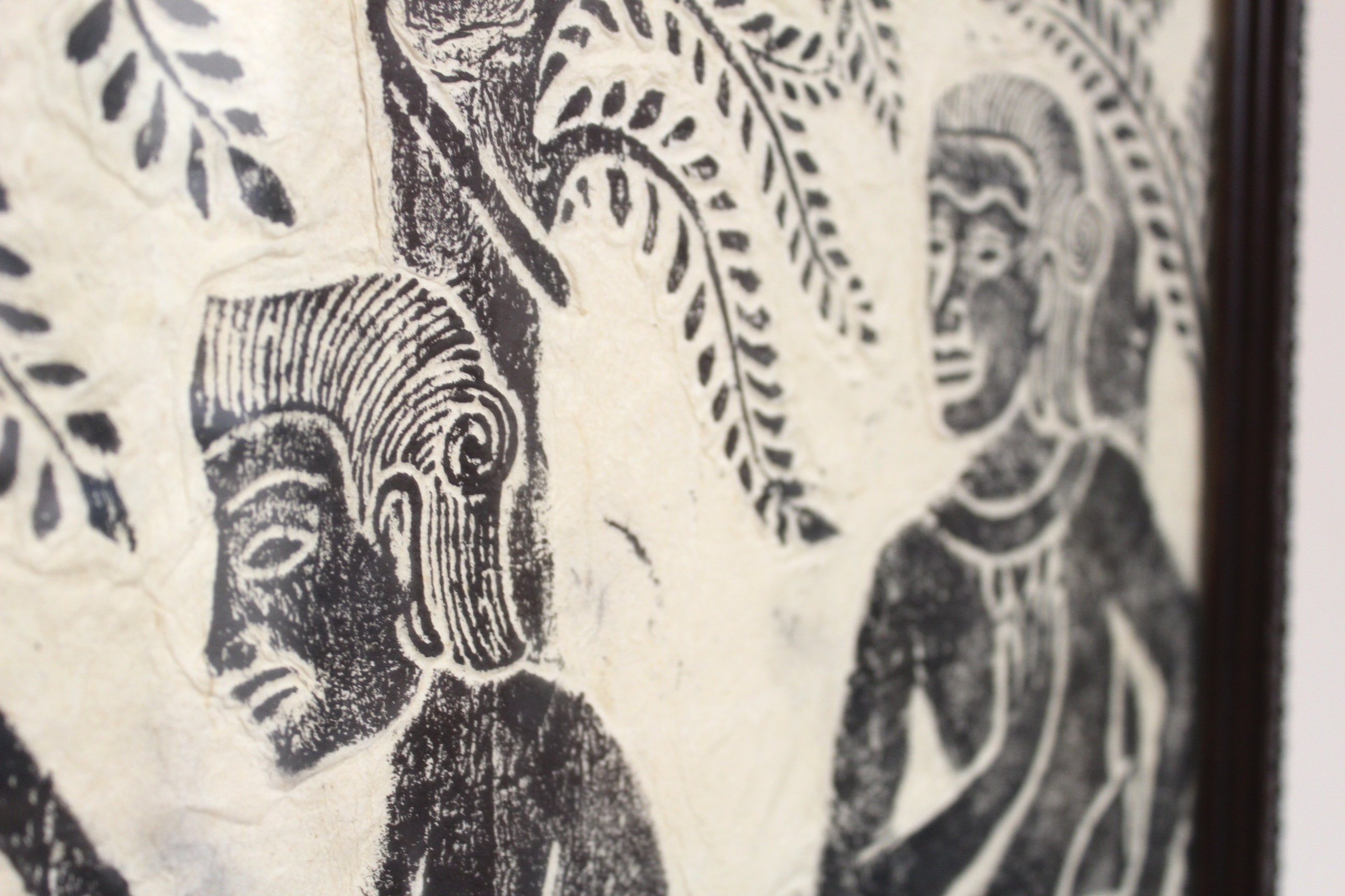 Vintage Angkor Wat Charcoal Temple Rubbing