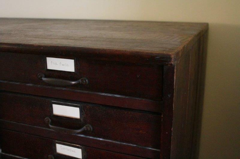 Antique Oak Flat File Storage Cabinet