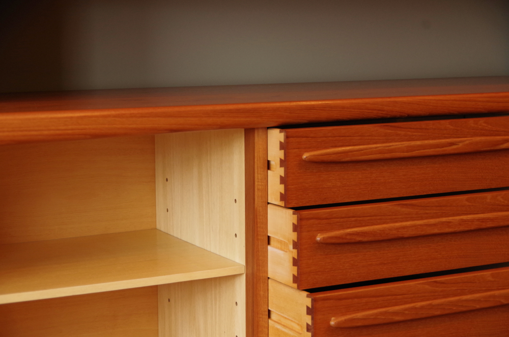 Mid Century Danish Modern Teak Credenza with Floating Hutch