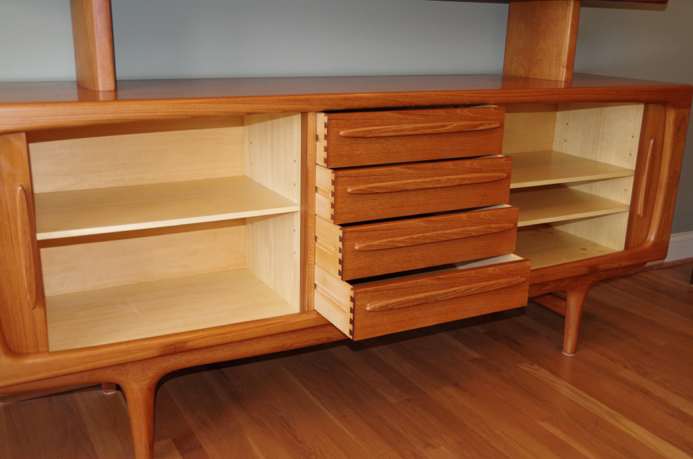 Mid Century Danish Modern Teak Credenza with Floating Hutch