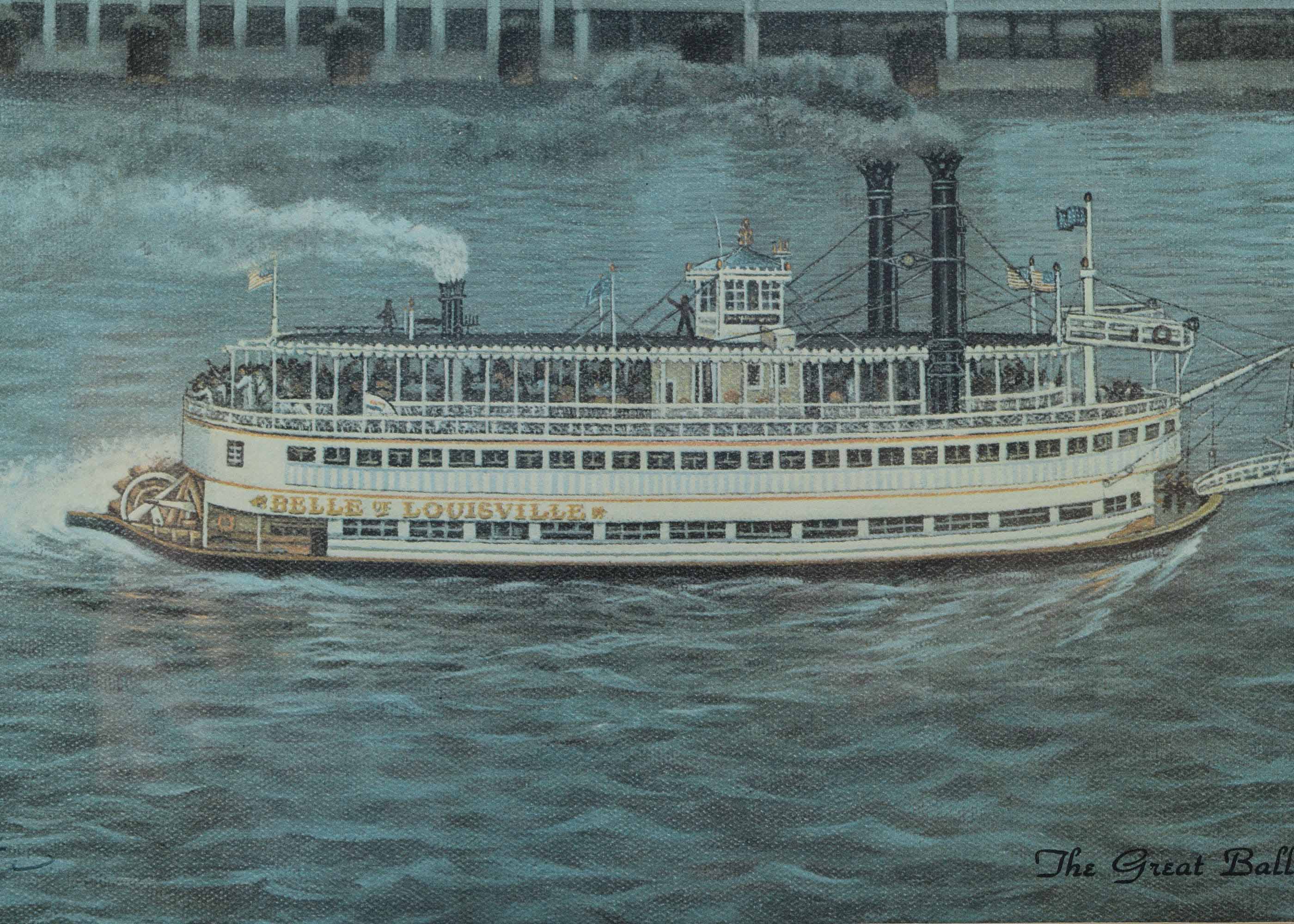 Signed C.W. Vittitow Offset Lithograph "The Great Balloon Racers"