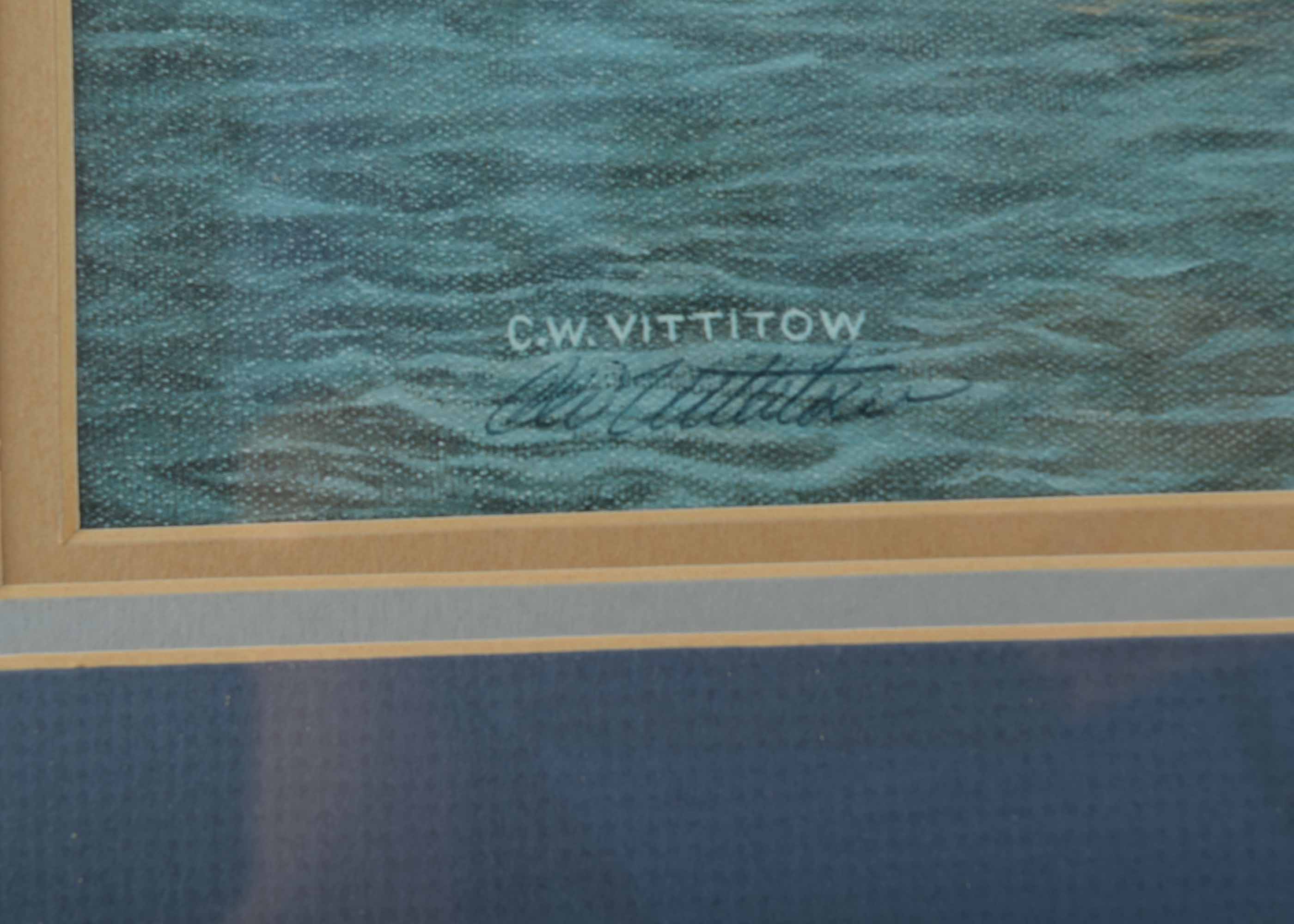 Signed C.W. Vittitow Offset Lithograph "The Great Balloon Racers"