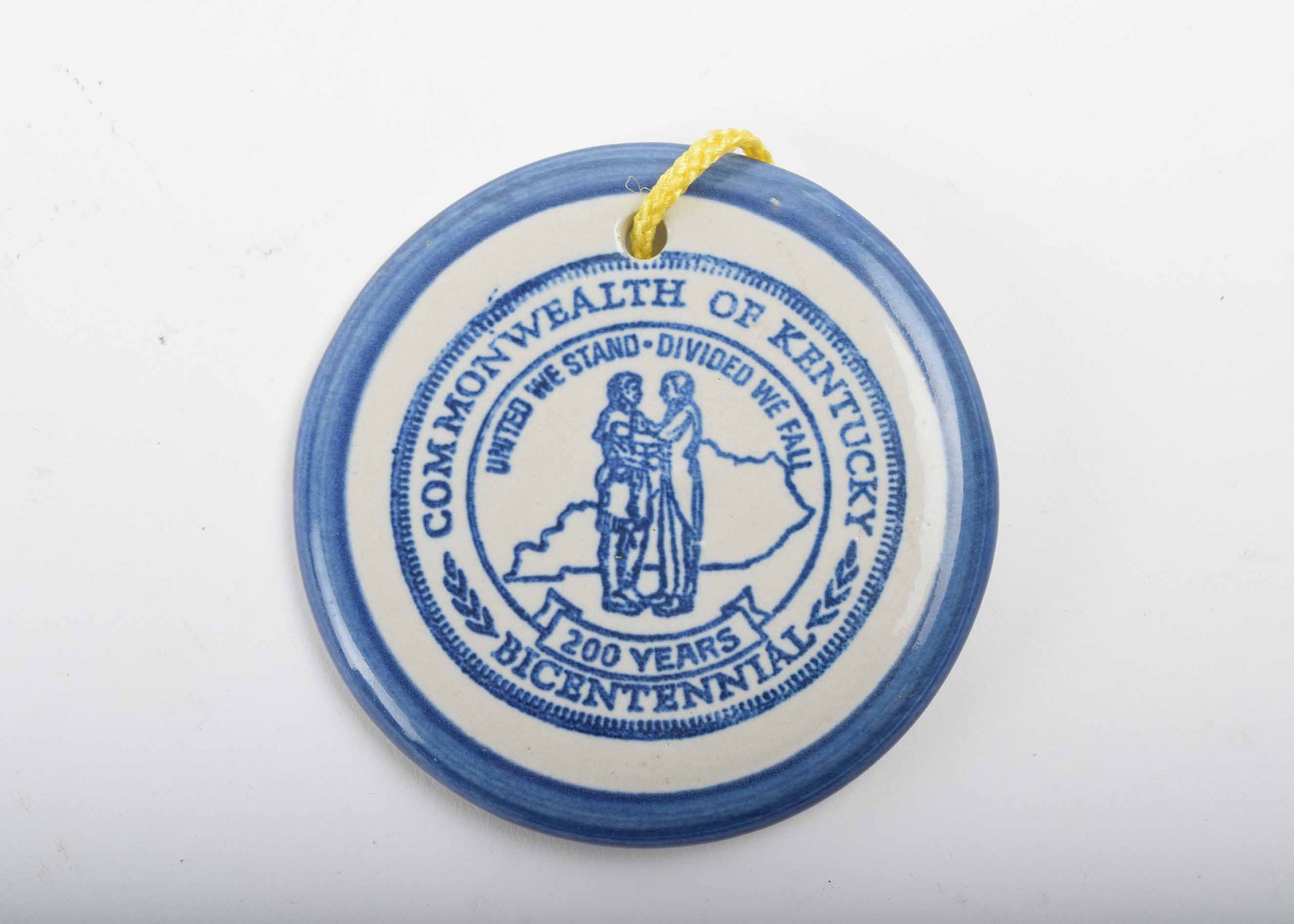 Kentucky's Official Bicentennial Medallion Set and Louisville Stoneware Bicentennial Plaque