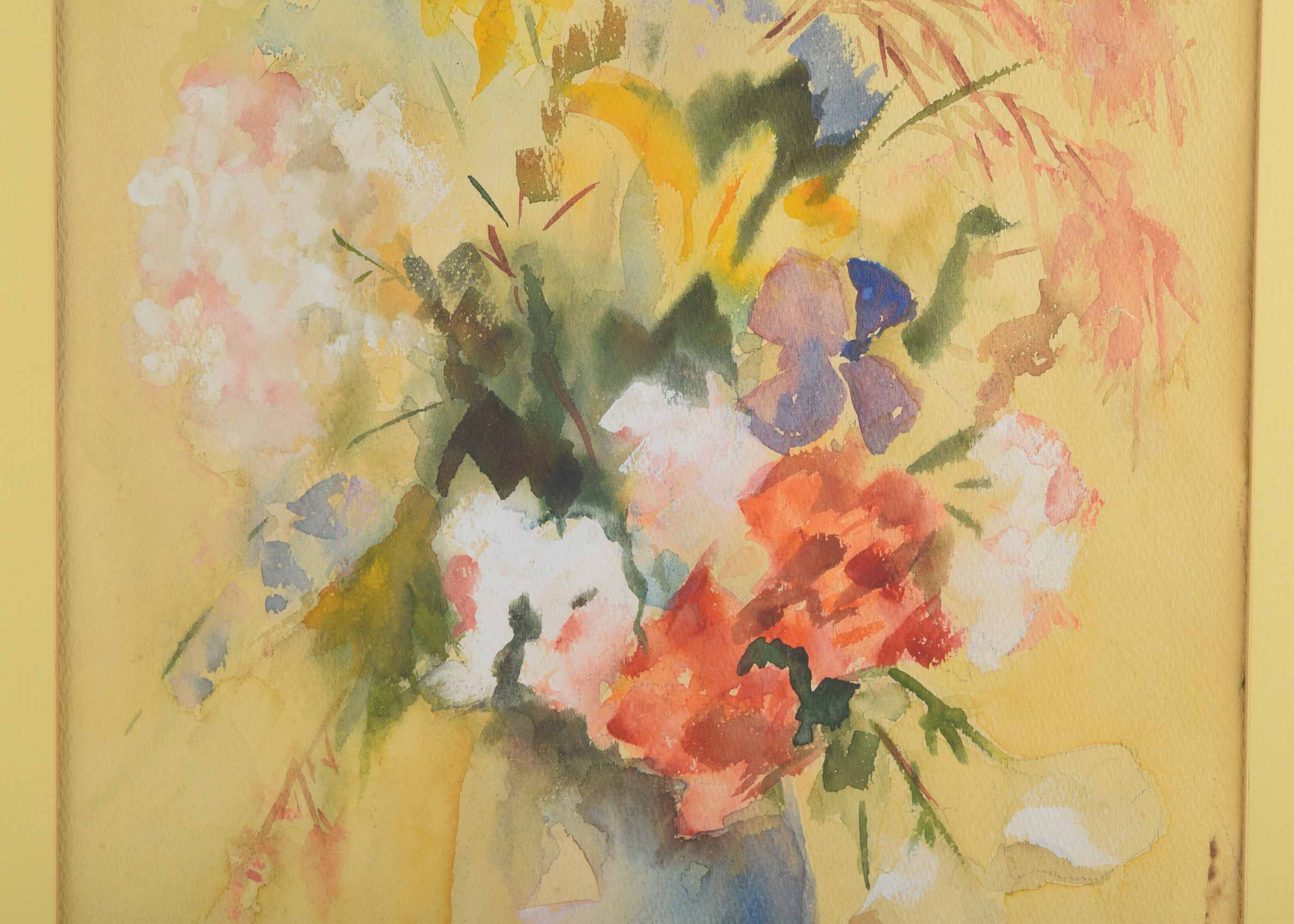 Signed Original McCurdy Watercolor Floral in Vase