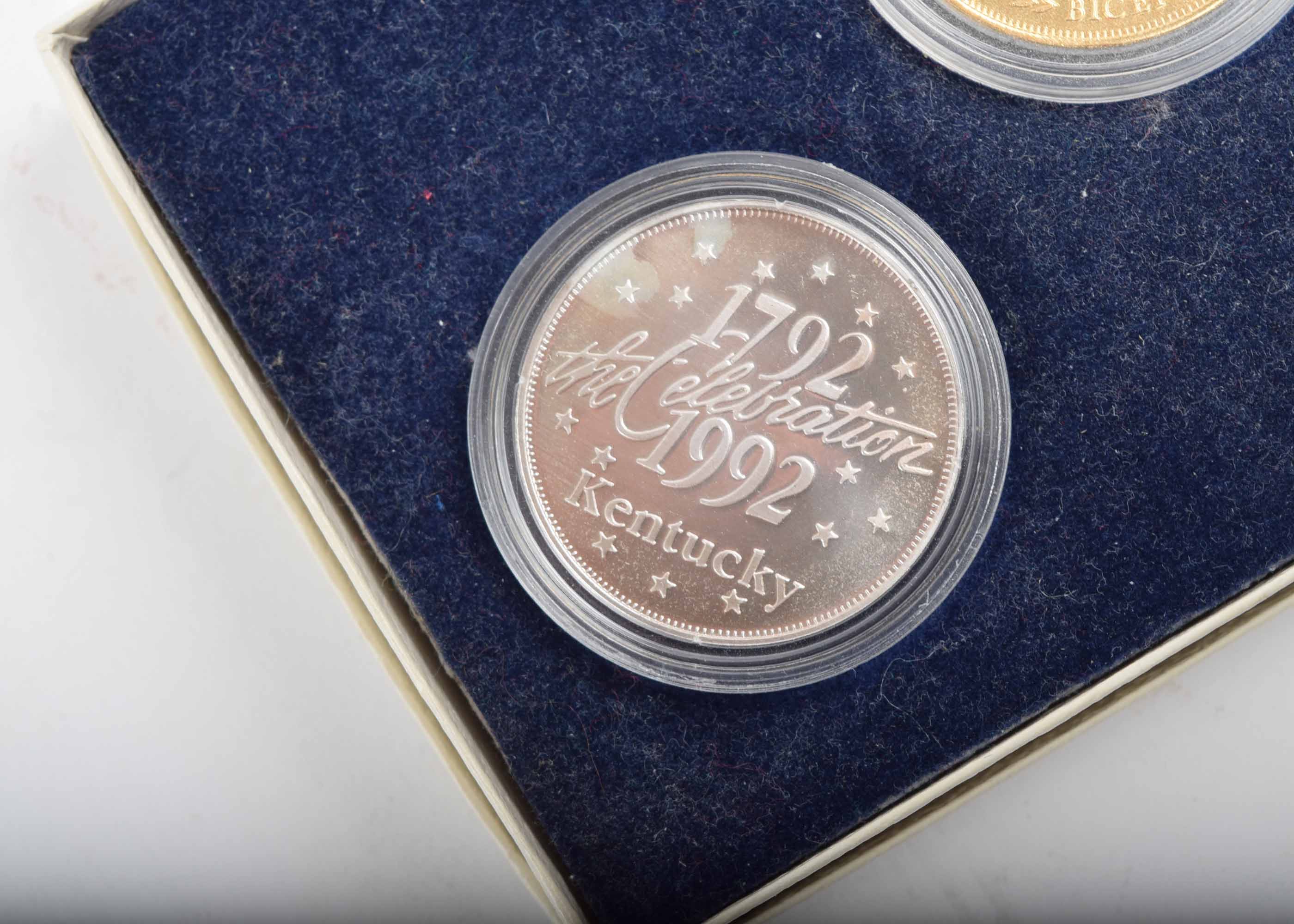 Kentucky's Official Bicentennial Medallion Set and Louisville Stoneware Bicentennial Plaque