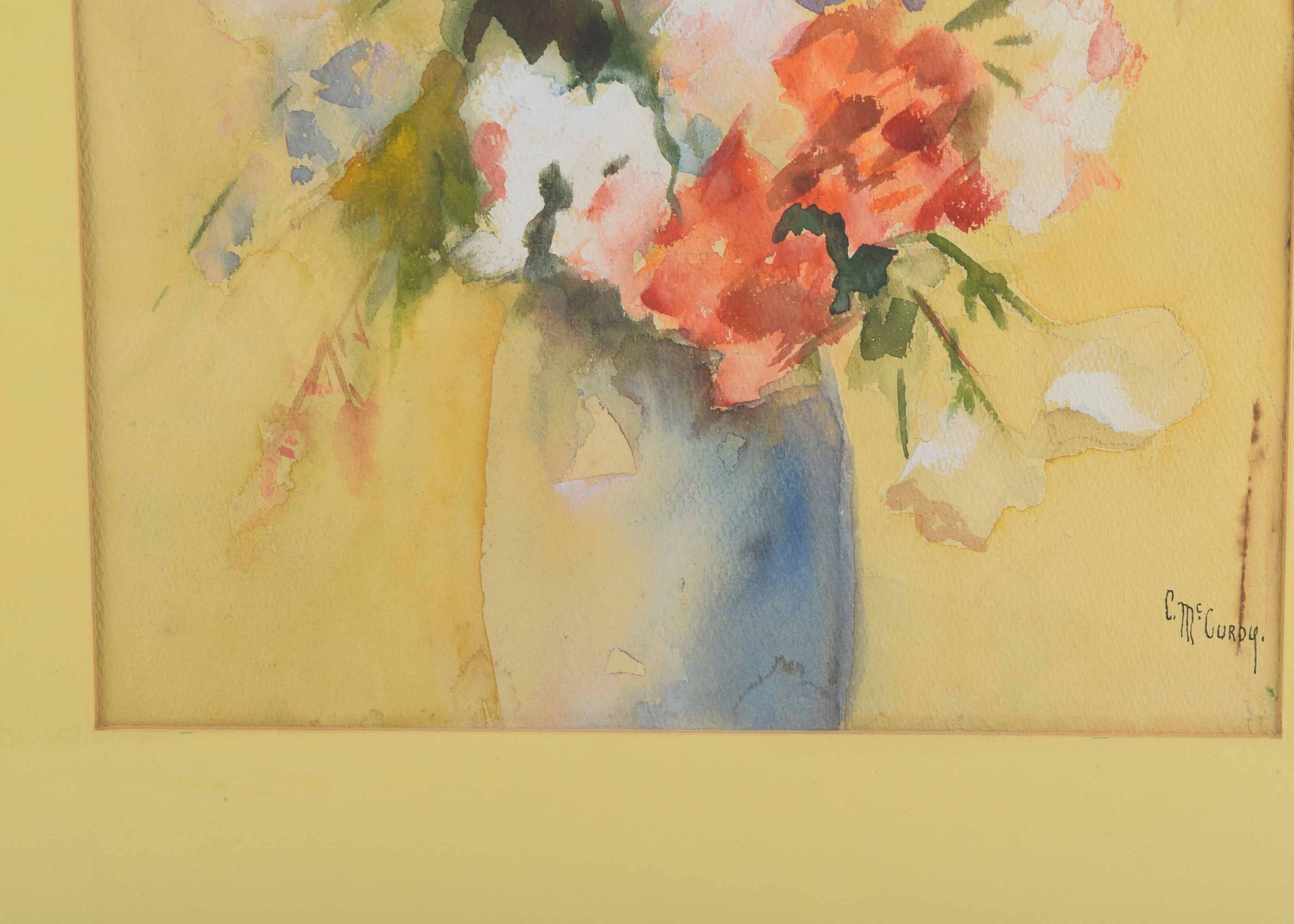 Signed Original McCurdy Watercolor Floral in Vase