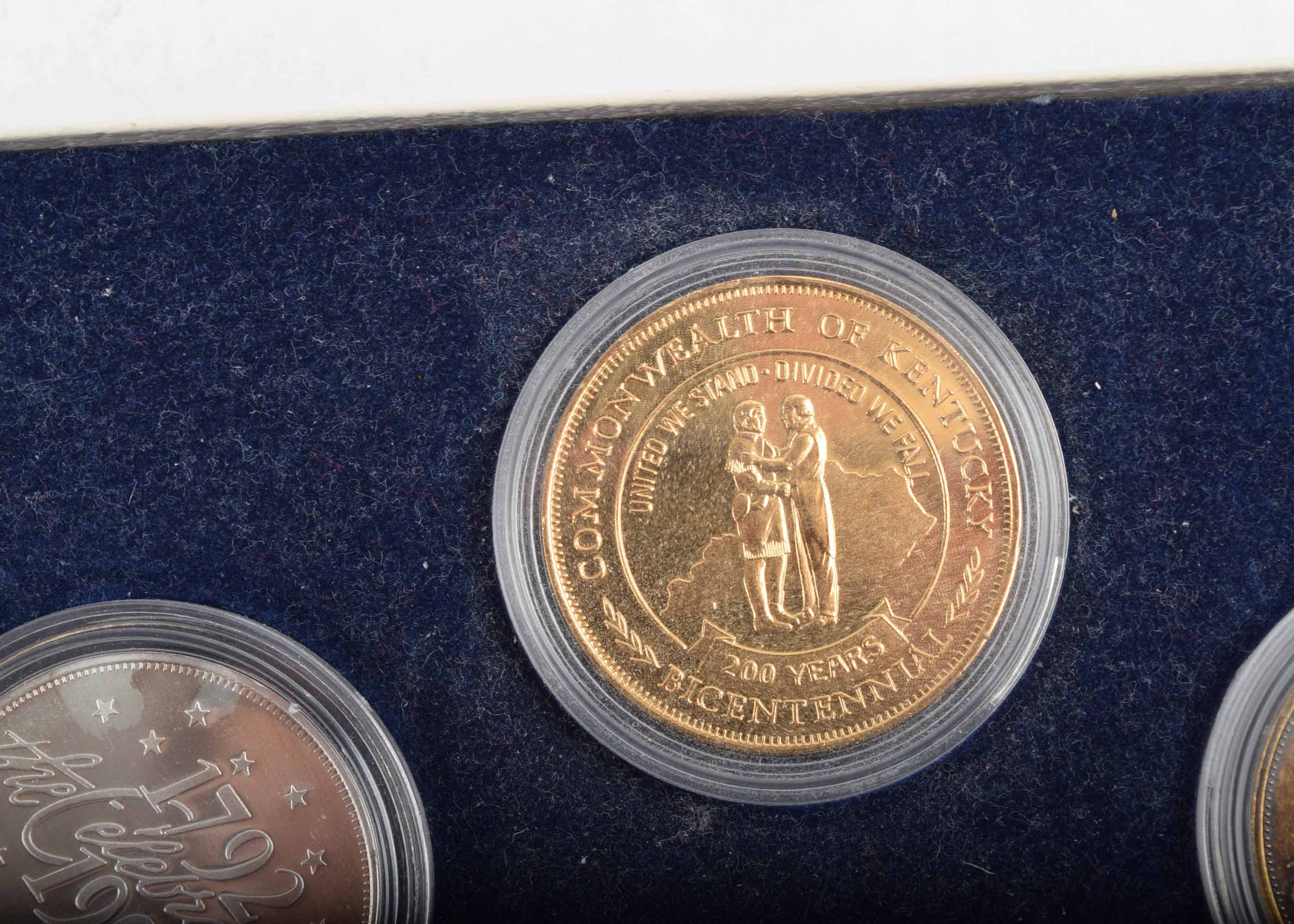 Kentucky's Official Bicentennial Medallion Set and Louisville Stoneware Bicentennial Plaque