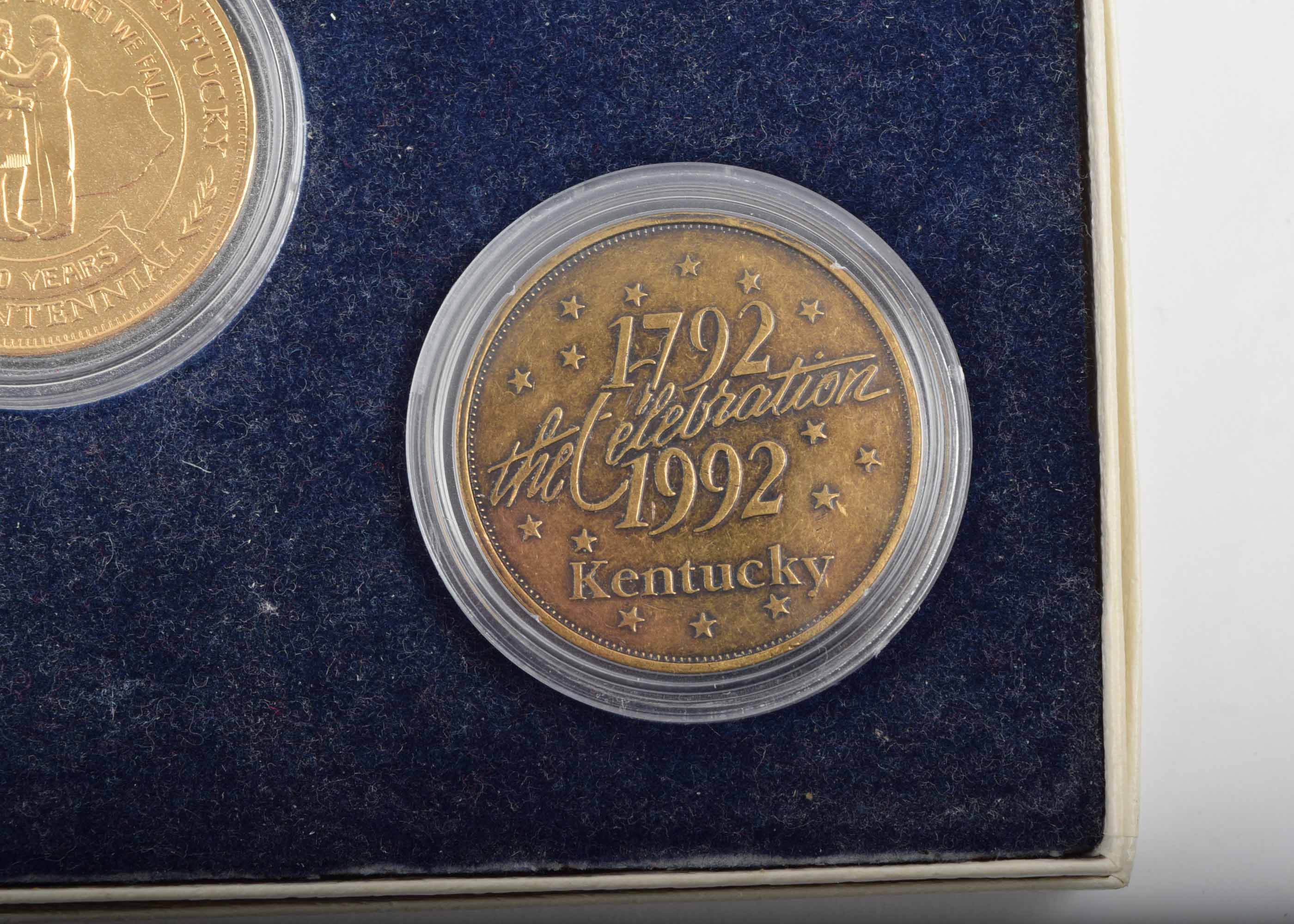 Kentucky's Official Bicentennial Medallion Set and Louisville Stoneware Bicentennial Plaque