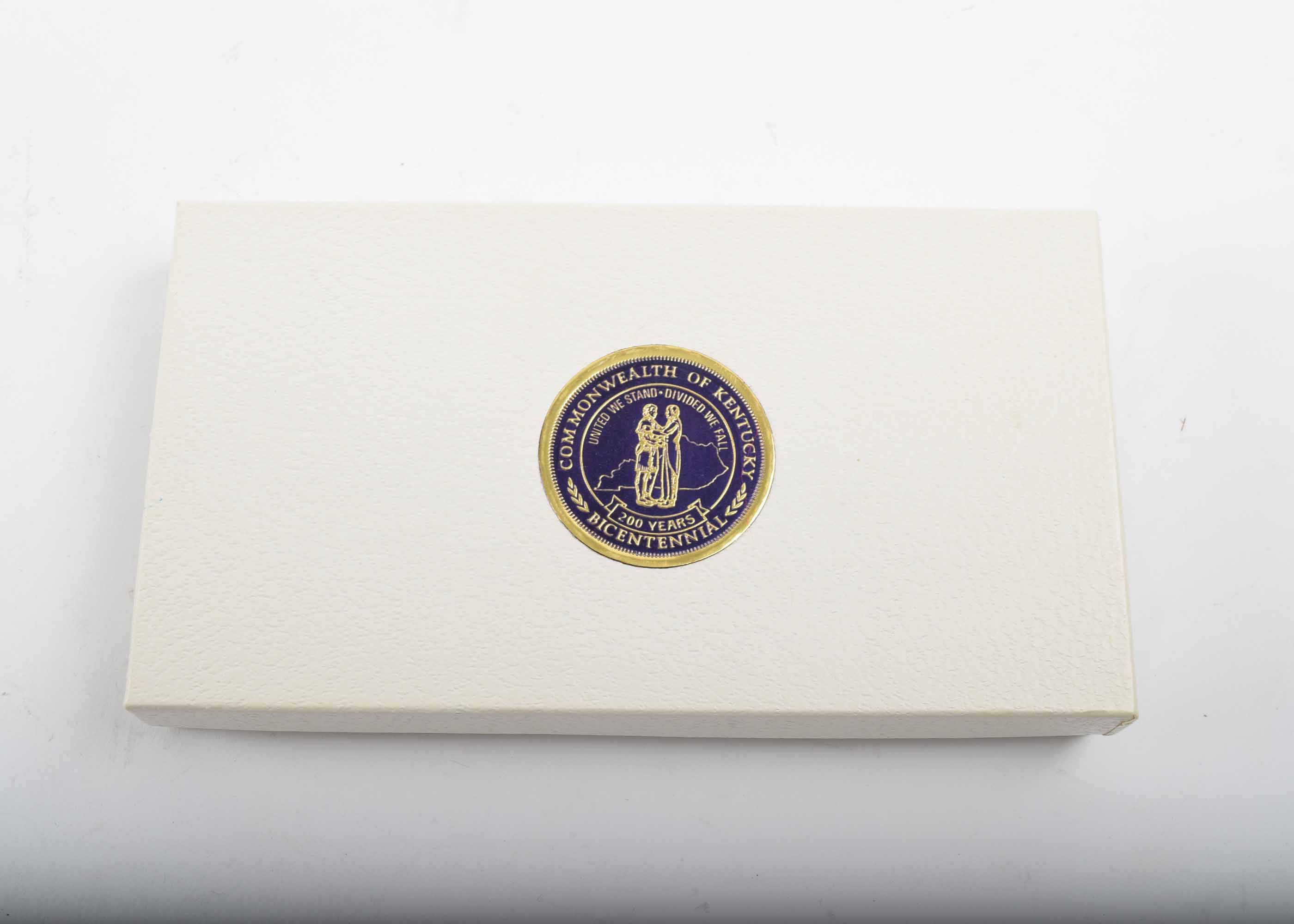 Kentucky's Official Bicentennial Medallion Set and Louisville Stoneware Bicentennial Plaque