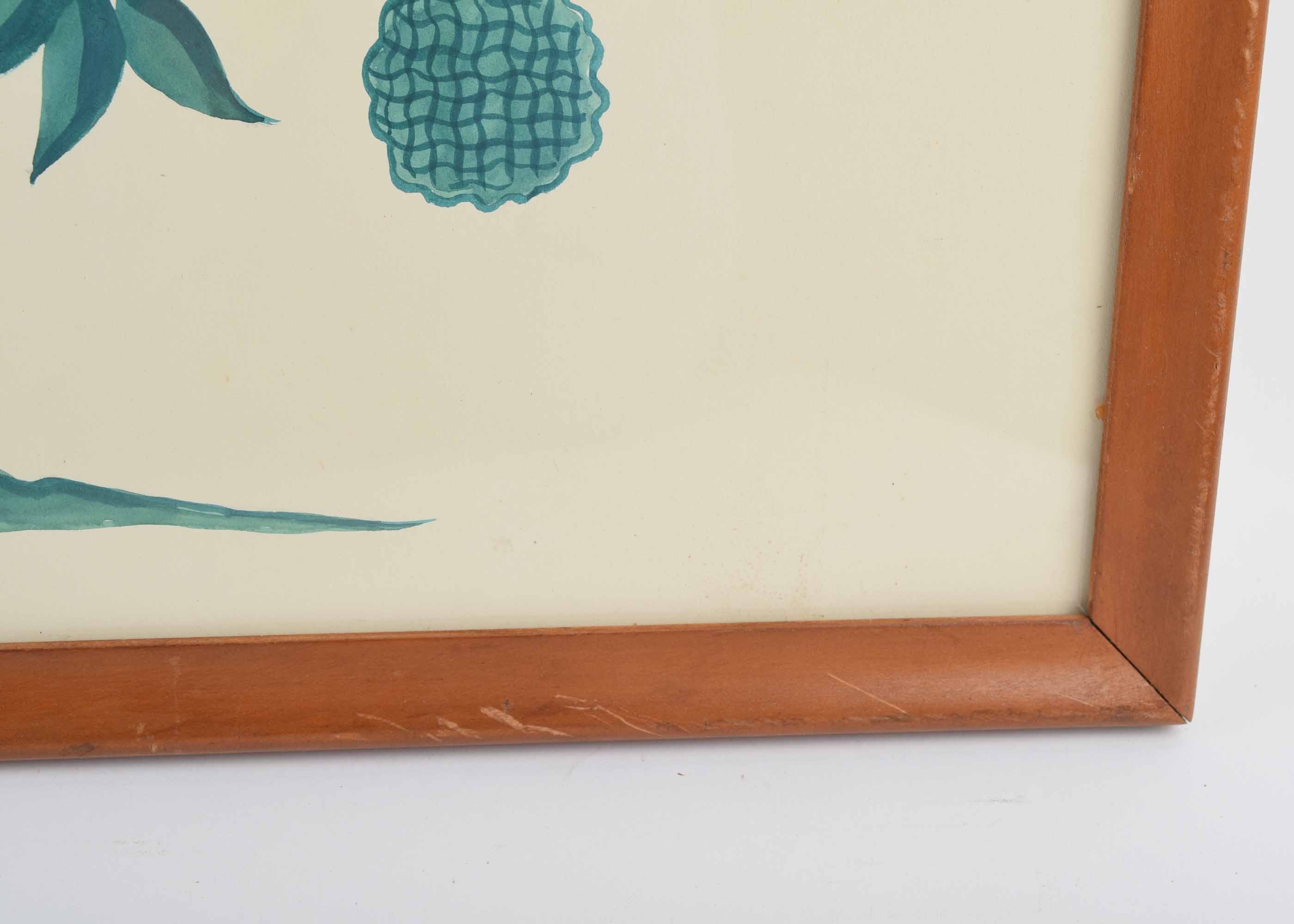 Watercolor of a Green Tree and Coral Flora