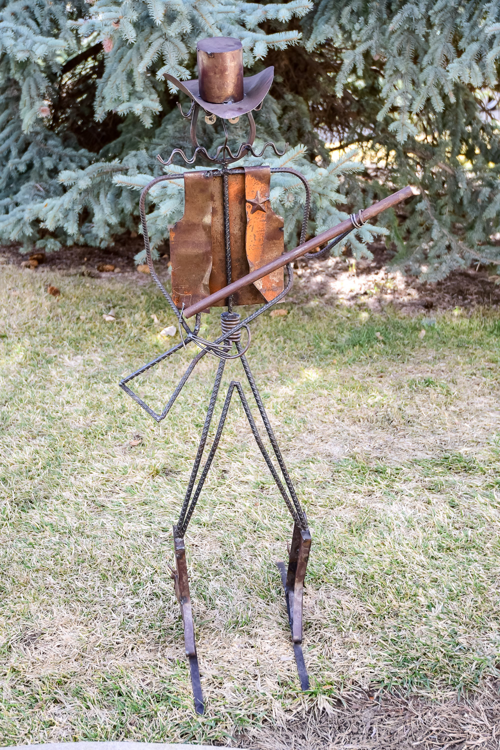 Found Object Cowboy Sheriff Lawn Sculpture