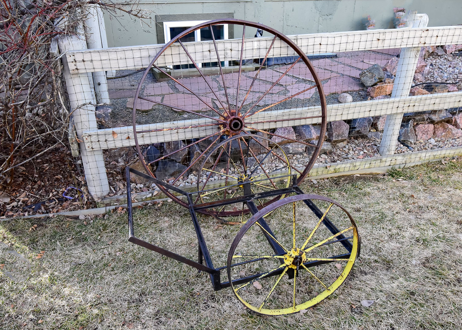 Vintage Yard Cart and Wheel