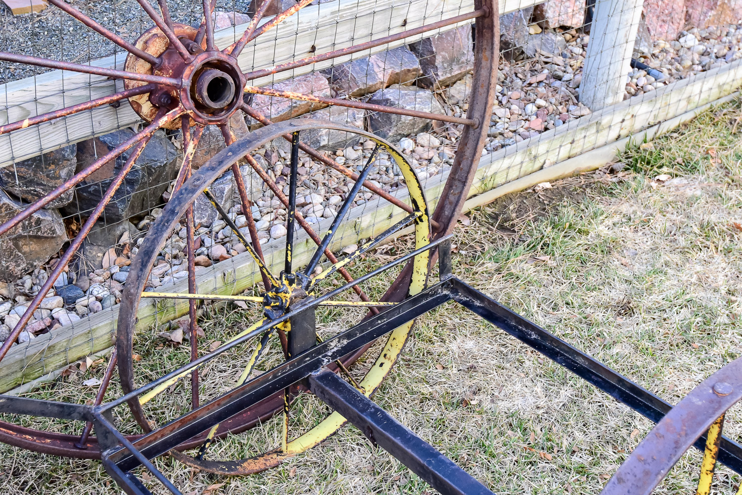 Vintage Yard Cart and Wheel