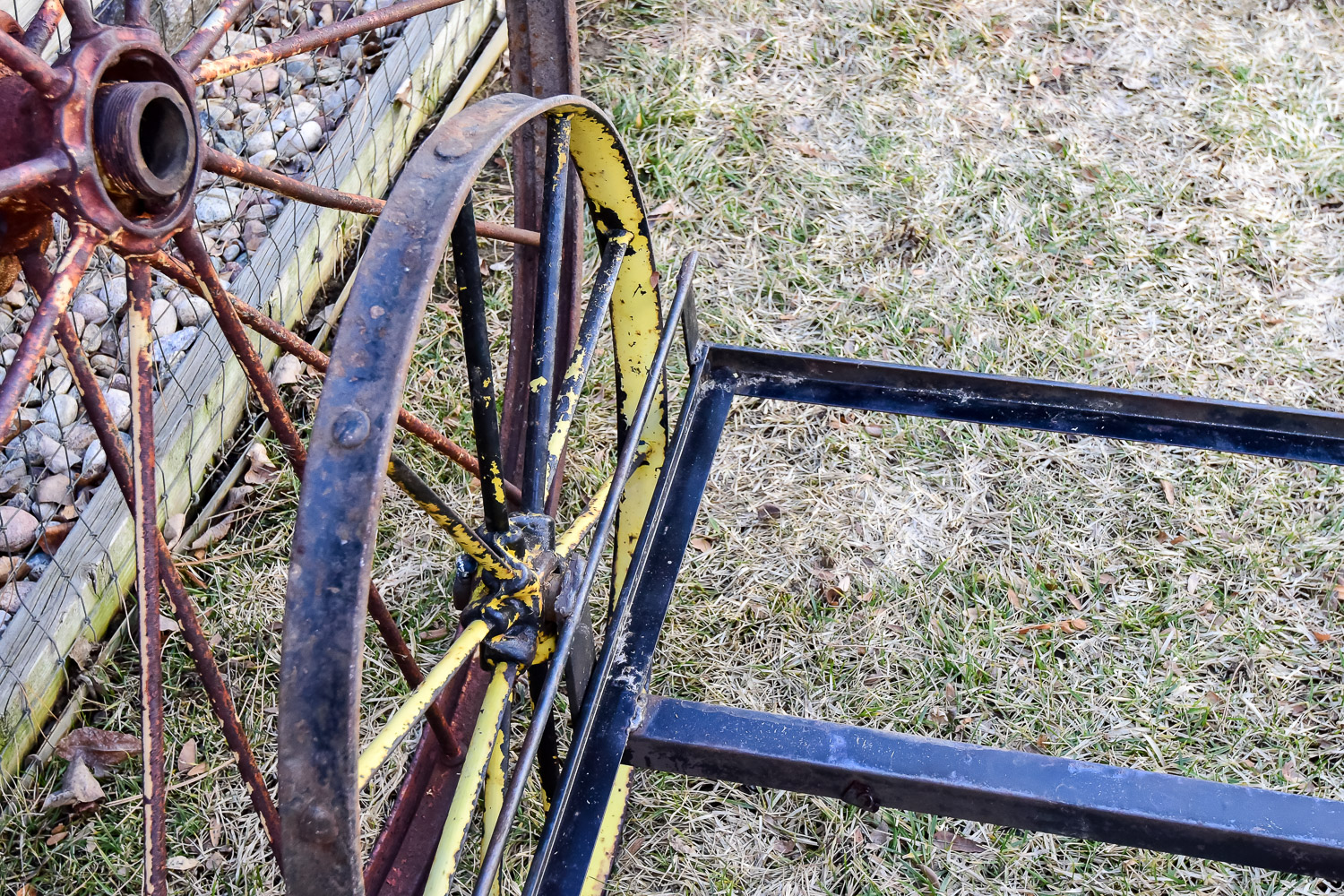 Vintage Yard Cart and Wheel